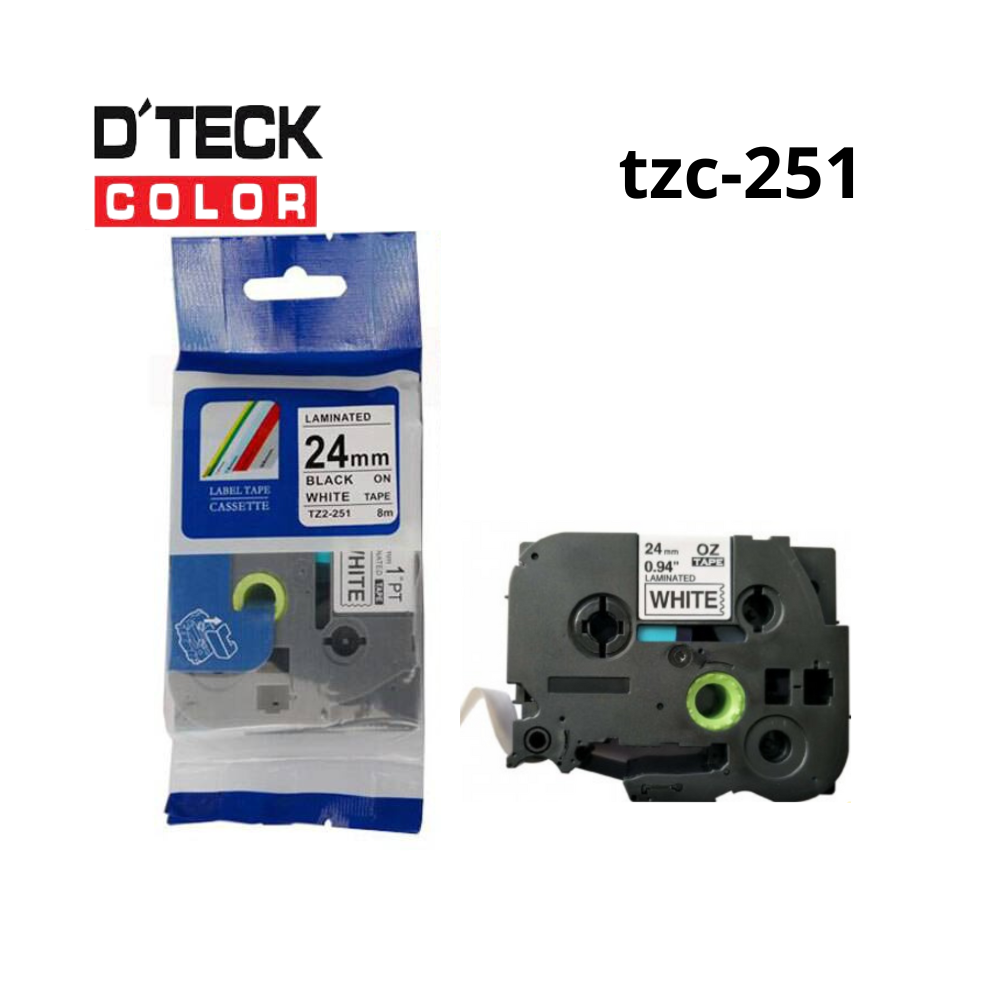 TZC-251|CINTA COMPATIBLE DTECK COLOR TZE-251 (24MM X 8MTS) BLANCO/NEGRO