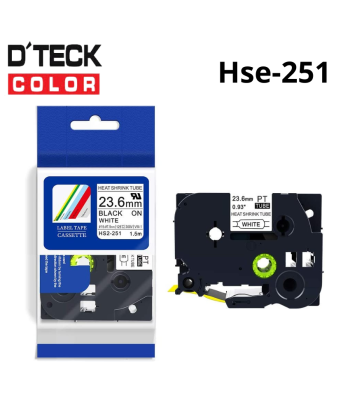 HS2-251 | CINTA COMPATIBLE TERMOCONTRAIBLE DTECK COLOR HSE-251 (24MM X 1.5MTS) BLANCO/NEGRO