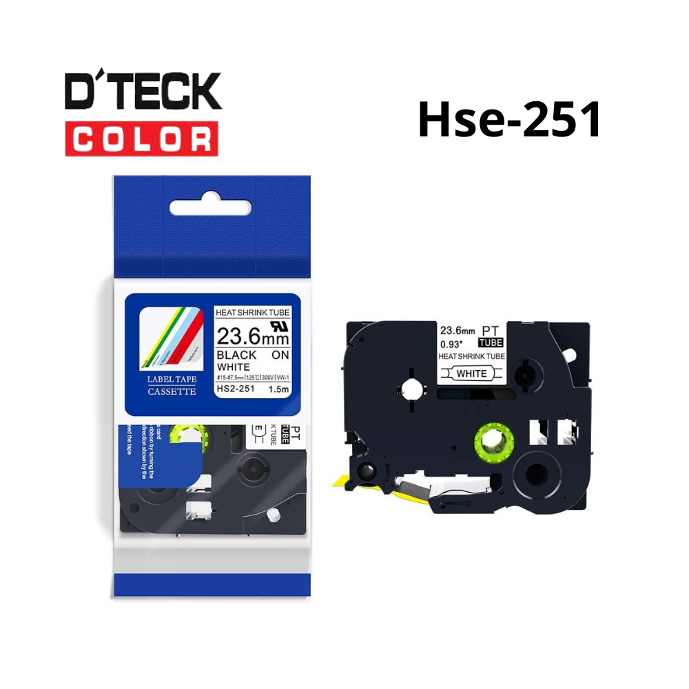 HS2-251 | CINTA COMPATIBLE TERMOCONTRAIBLE DTECK COLOR HSE-251 (24MM X 1.5MTS) BLANCO/NEGRO