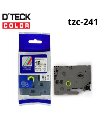 TZC-241|CINTA COMPATIBLE DTECK COLOR TZE-241 (18MM X 8MTS) BLANCO/NEGRO