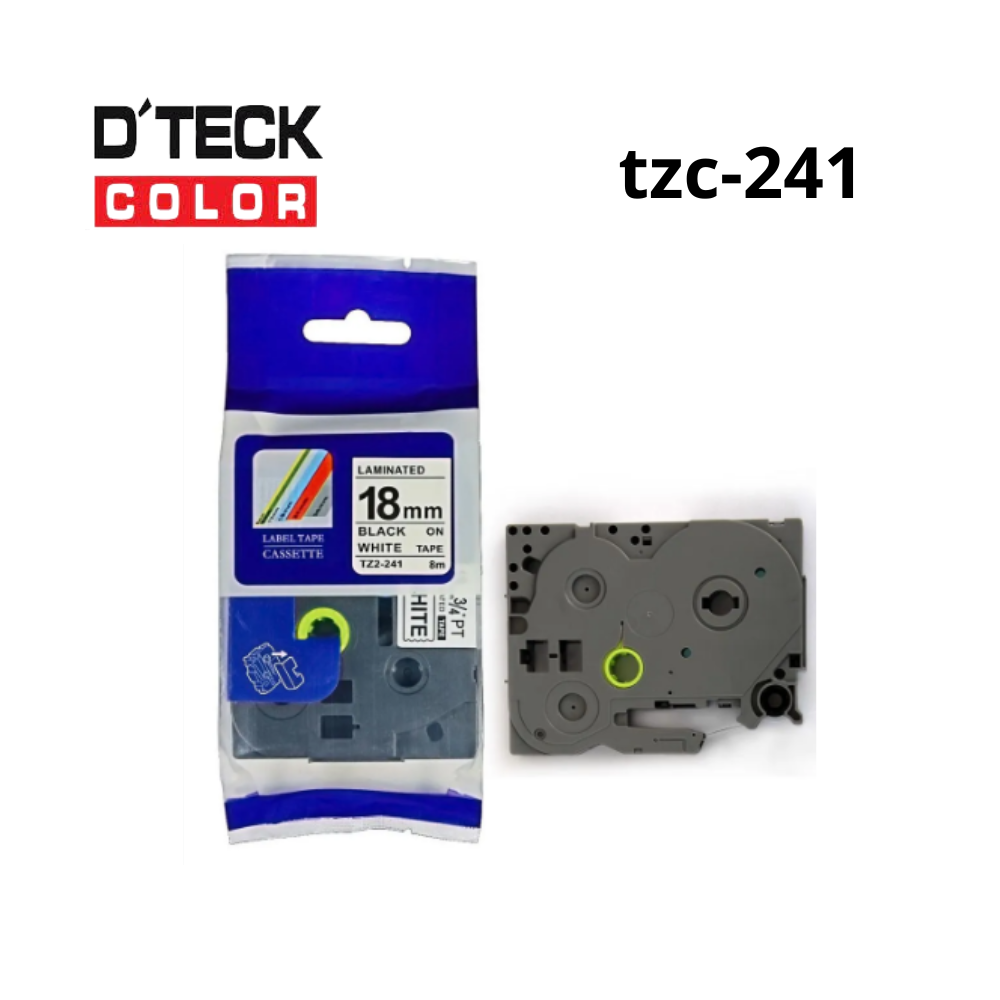 TZC-241|CINTA COMPATIBLE DTECK COLOR TZE-241 (18MM X 8MTS) BLANCO/NEGRO