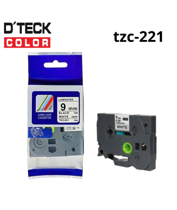 TZC-221|CINTA COMPATIBLE DTECK COLOR TZE-221 (9MM X 8MTS) BLANCO/NEGRO