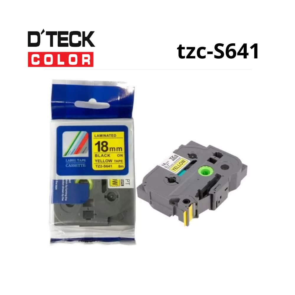 TZC-S641 | CINTA COMPATIBLE DTECK COLOR TZE-S641 (18MM X 8MTS) AMARILLO/NEGRO