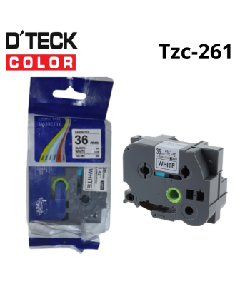 TZC-261|CINTA COMPATIBLE DTECK COLOR TZE-261 (36MM X 8MTS) BLANCO/NEGRO