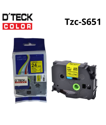 TZC-S651|CINTA COMPATIBLE DTECK COLOR TZE-S651 (24MM X 8MTS) AMARILLO/NEGRO