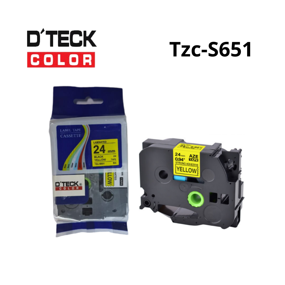 TZC-S651|CINTA COMPATIBLE DTECK COLOR TZE-S651 (24MM X 8MTS) AMARILLO/NEGRO