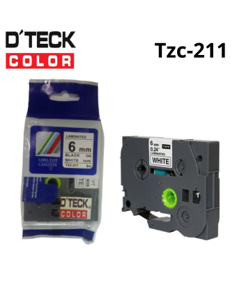 TZC-211 | CINTA COMPATIBLE DTECK COLOR TZE-211 (6MM X 8MTS) BLANCO/NEGRO