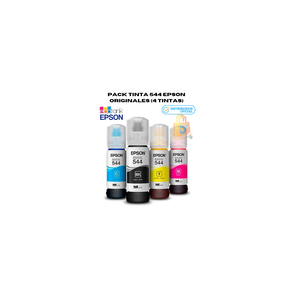 Kit de 4 tintas Epson 544, Cian, Magenta,Yellow, Black