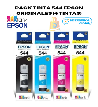 Kit de 4 tintas Epson 544, Cian, Magenta,Yellow, Black