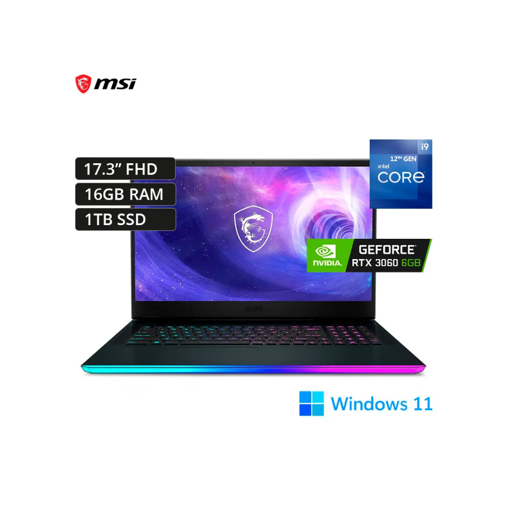 LAPTOP MSI  GE76 12UE-871US I9-12900H 17.3" 16GB RAM 1TB SSD RTX-3060 6GB