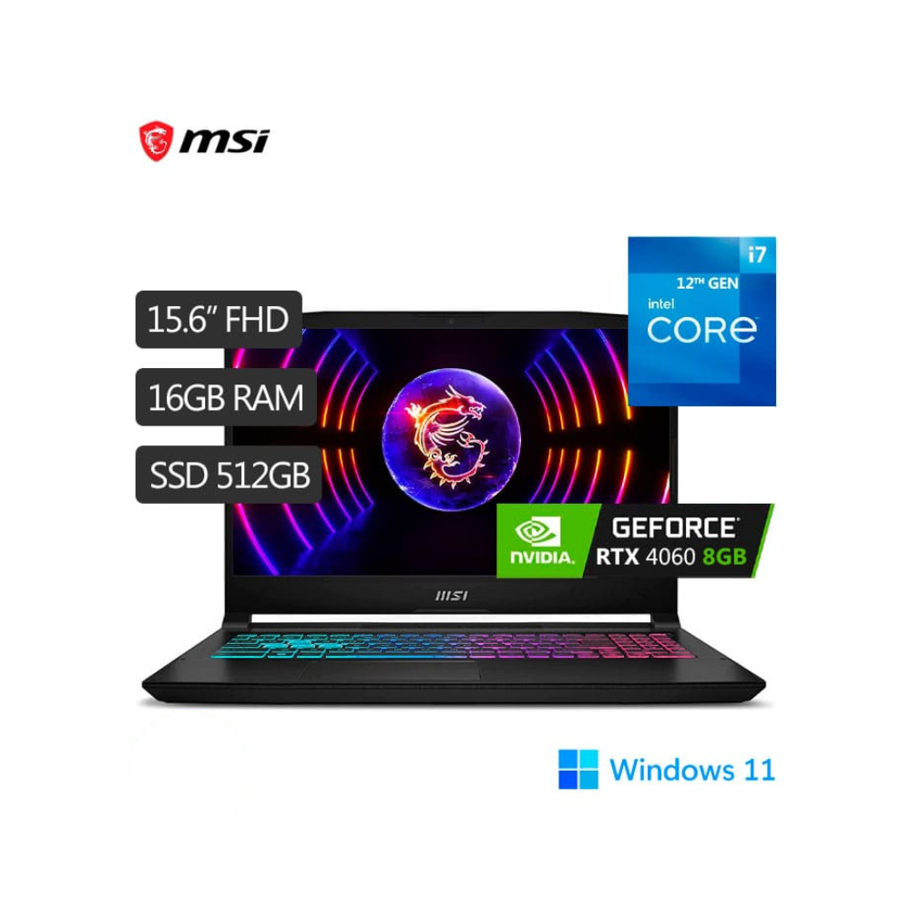 LAPTOPS MSI  KATANA 15  B12VFK-291US I7-12650H 15.6" 16GB 512SSD  RTX4060-8GB