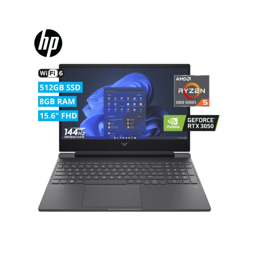 LAPTOP HP VICTUS GAMING 15-FB0135LA  Ryzen 5 5600H 15.6" FHD 8GB 512SSD  RTX 3050 4GB