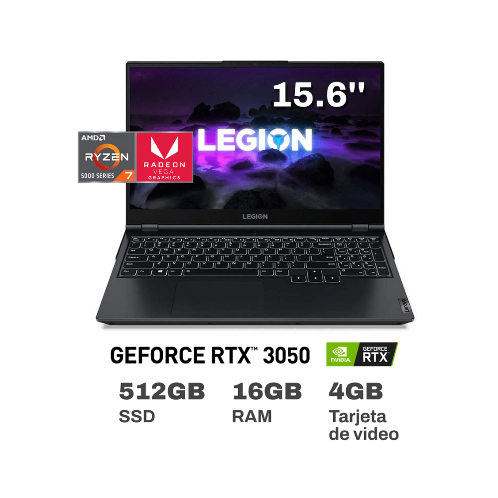 LAPTOP LENOVO LEGION 5 15ACH6 RYZEN 7 5800H 15.6" 16GB 512GB SSD  RTX 3050Ti 4GB