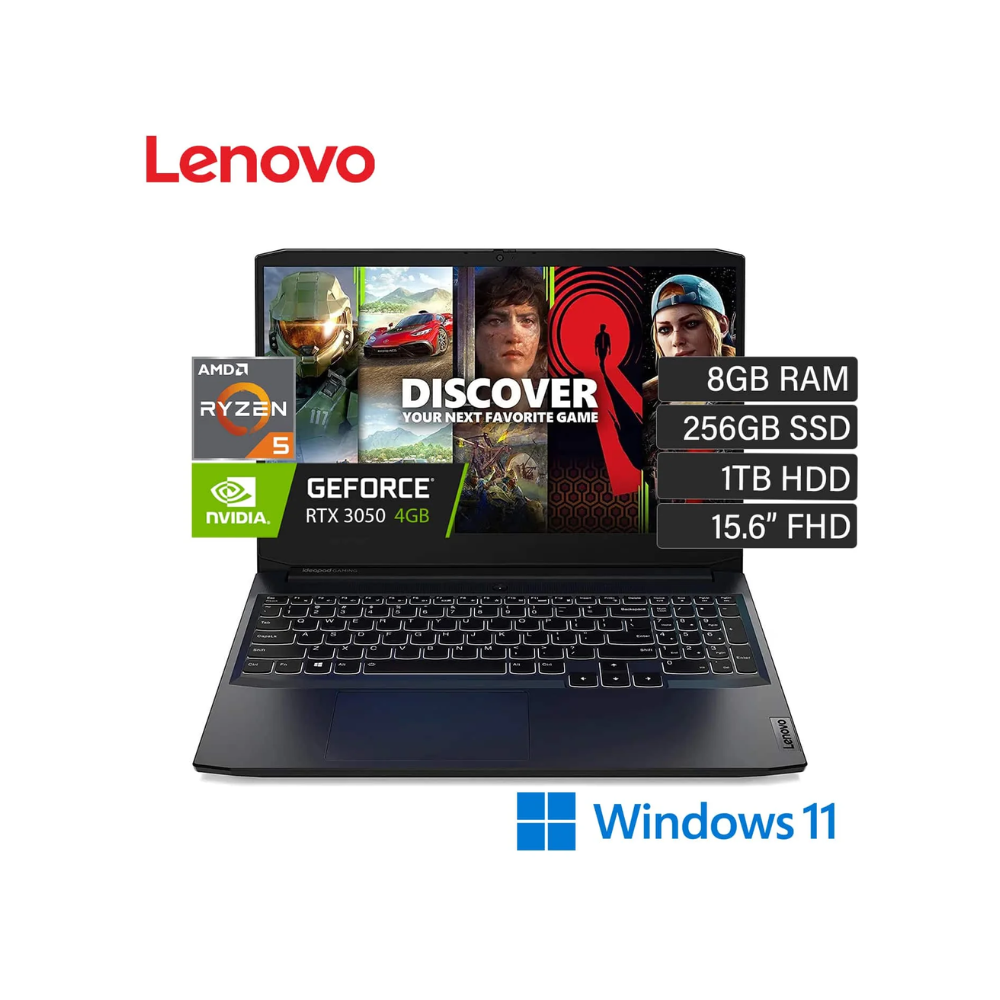 LAPTOP LENOVO IDEAPAD GAMING 3 15ACH6 15.6" RYZEN 5 5600H 8GB 256SSD + 1TB HDD RTX3050 4GB