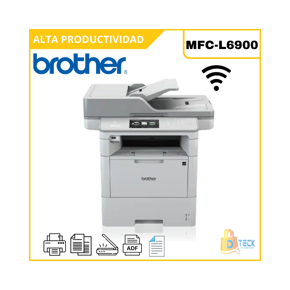 IMPRESORA MULTIFUNCIONAL LASER BROTHER  MONOCROMATICA  MFC-L6900DW WIFI ADF DUPLEX